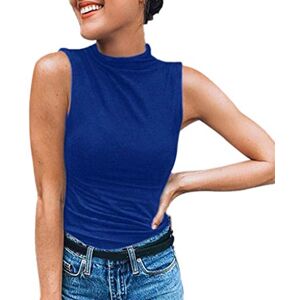 Janly Clearance Sale Women Summer Vest , Women's Sleeveless Turtleneck Solid Casual Blouse Top T Shirt Plus Size , Crop Camisole Tunics Tops for Ladies , for Easter St Patrick's Day (Blue-XL)