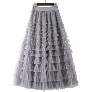 GerRit Skirt Women’s Multilayer Ruffles Tulle Skirt Pleated High Waist Fairy Cake Dress Party Skirt-color 4-l (skirt Length 95cm)