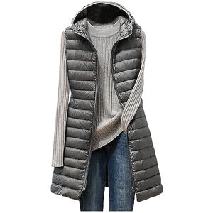 Cardigan Jacket For Women Women Padded Gilet Zip Up Long Puffer Vest Winter Warm Quilted Jacket Lightweight Body Warmer Sleeveless Jackets Down Coat Windproof Waterproof Gilets with Hooded