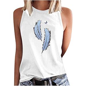 Mother'S Day Shirts 2022 UK Stock Sale Women's Sleeveless Summer Tops O-Neck Printing Sleeveless Vest Tops Loose Summer Tee Casual Pleated Henley T-Shirt Ruffle Button up Tunic Shirts for Ladies