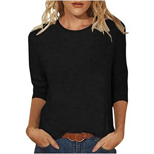 Plus Size Tops 0706b100926 Tops for Women Work Casual Women's 3/4 Sleeve Tops Women Fashion Solid Loose Shirt Mid Length Blouse Crewneck Tops Black Hippy Tops for Women UK Gym Tops