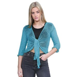 Hamishkane&#174; Women's Cardigans, Double Fine Knit Bali Tie Up Shrug for Women - Perfect Stretchy Cropped Cardigan for Layering Over Summer Dresses & Tops Turquoise
