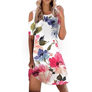 Swim Dresses for Women UK Women's Summer Dress Short Sleeve Dress Round Neck Waist Beach Casual Halter Mini Dress Cute Dresses for Women Winter Pink