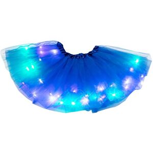 Topgrowth Accessorio Tutu Skirts for Women Light Up Tutu Tulle Petticoat Ballet Bubble Skirt Tulle Dance Skirts 3 Layered for Halloween Cosplay Party Petticoat Fancy Dress for (Z1-Blue, One Size)