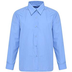 Comfort-Style Girls School Blouse Long Sleeve Shirt ~ Ladies Uniform UK Size 22” to 46” Summer Cloth Womans Dresses Office Formal Shirts (Blue, 46" Ladies Size 24)