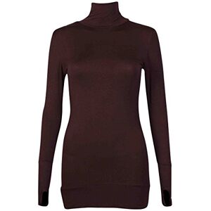 Purple Hanger Womens Long Sleeve Ladies Stretch Thumb Hole Long Tunic Turtle Polo Neck Top Plain Jumper Dark Brown 12-14