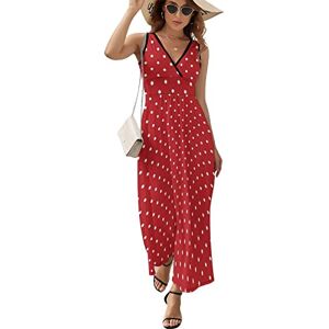 Rivngjde9438 Red Dots Christmas Maxi Dress for Women Sleeveless Long Summer Dresses Beach Dresses A Line S