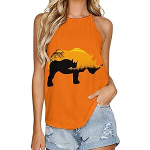 Generic041 Cute Rhino Silhouette Fashion Tank Top for Women Summer Crew Neck T Shirts Sleeveless Yoga Blouse Tee L