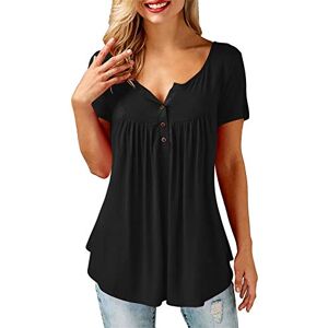 Florboom Ladies Tops Short Sleeve V Neck T Shirt Summer Tunic Tops Black Size 22 24