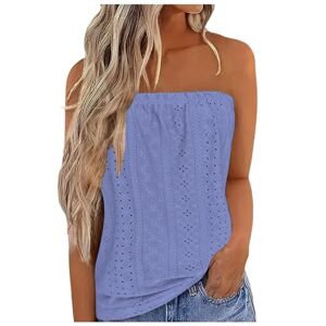 Generic Strapless Blouse for Women UK Solid Colour Bandeau Tops Ladies Summer Shirts Casual Stretch Tube Top Purple