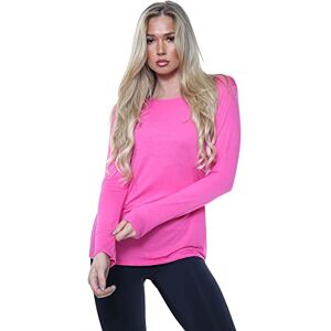 GUBA&#174; Women Ladies Long Sleeve Round Neck Plain Top Stretchy Casual Summer T-Shirts Basic Slim fit Tee Tops (Fuchsia, 16-18)