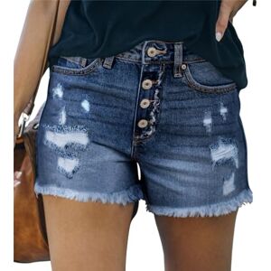 KISSMODA Womens Denim Shorts Rolled Hem Hot High Waisted Ripped Raw Pants Shorts Summer Casual Pants