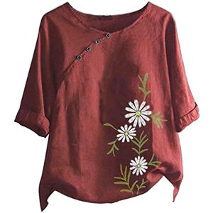 Plus Size Women'S Clothing Tunic Tops for Women UK Ladies Plus Size Tops Thin Short Sleeve Top Women Linen Tops for Women Cropped Cotton Linen Tunic Tops for Women Sale Clearance B-red