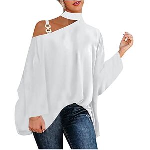 Funaloe Women Fashion Tops Clearance Sale Women's Bat Sleeve Off The Shoulder Tops for Women Plus Size Halter Neck Top Y2K Womens Long Sleeve Blouses Fashion 2023 for Work Professional Casual Shirt Neck Plain Loose Polluer Jumper U A19226