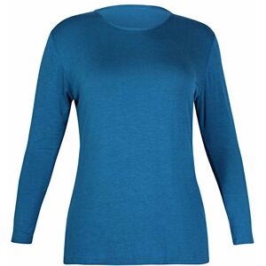 Purple Hanger Womens New Plain Long Sleeve Casual Top Ladies Basic Stretch Fit Crew Neck Everyday T-Shirt Tops Plus Size Teal Size 16