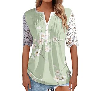 Clearance!Hot Sale!Cheap! Women's Summer Half Sleeve Tops 2023 Pleated Front Ladies Chiffon Tops V Neck Swing T-Shirts Lace Short Sleeve Tunic Blouse UK Sale Clearance Floral Tee Shirts