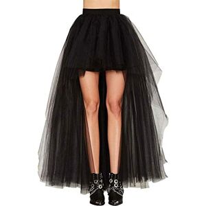 GUMEI Petticoat Fashion Women Skirt New Punk Sexy Mesh Irregular Front Short Back Long Tutu Puff Skirts Elastic Waist