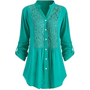 Clearance!Hot Sale!Cheap!Prime Day 2023! AMhomely Womens Top Sale Clearance Ladies Long Sleeve Top Lace Casual Loose Blouses Plus Size T Shirt Button Down Shirt Women V Neck Long Sleeve Shirt Formal Work Blouses Tops, 3# Mint Green, 4XL