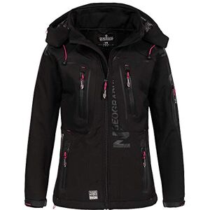 Geographical Norway Ladies Softshell Outdoor Jacket Tassion Detachable Hood - Black/Flashy Pink, M