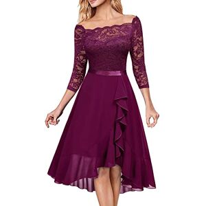 AMhomely Summer Dresses 2023 Lace Short Sleeves Party Dress Cocktail Prom Ballgown Vintage Dress Trendy Tunic Dresses Activewear Dresses for Vacation Cocktail Formal Work Wedding'', Purple