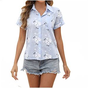 Summer Tops For Women Uk 0515a250 Womens Short Sleeve Tops Dressy Casual Button Down Summer Shirts For Women Uk Plus Size Top Lapel Elegant Collar Crewneck Elastic Comfy Shirts Print Fold Over Neck Loose Shirt Top V Clearance