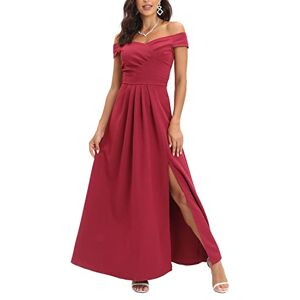 Viloree Women's Off The Shoulder Empire Waist A Line Floor Length Elegant Long Formal Evening Party Dresses Red S