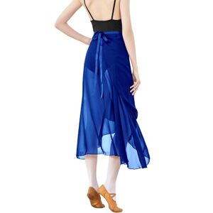 Adult Long Flowy Sheer Chiffon Wrap Scarf Midi Skirt for Ballet Dance Skate Performance, Navy Blue, One Size