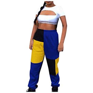 Janly Clearance Sale Womens Legging, Fashion Women Elastic Waist Stitching Color Patchwork Casual Trousers Beam Pants for Summer Holiday