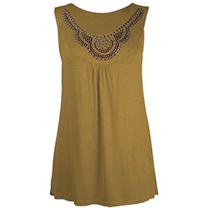 Candid Styles Womens Beaded Stud Flared Tunic Ladies Swing Long Vest Top T-Shirt Dress Plus Size 14-28, (20, Mocha - Womens Beaded Studded Long Top)