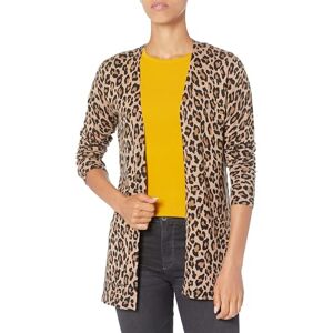 Amazon Essentials Women's Lightweight Open-Front Cardigan Jumper (Available in Plus Size), Camel Leopard, XS