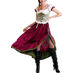 Generic Swimsuit Long Dress Womens German Bodysuit Costume Suitable For Traditional Bavarian Oktoberfest Carnival Halloween Ladies Summer Long Dresses (Wine, M)