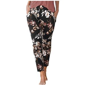 Summer Trousers for Women Boho Elasticated Waist Drawstring Yoga Pants Floral Print High Waist Narrow Leg Linen Trousers