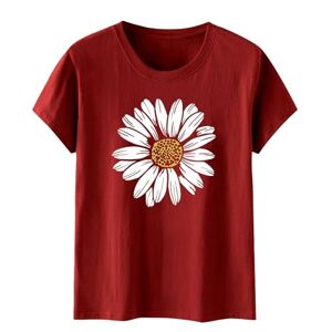 Generic Short Sleeve T Shirts for Women UK Crewneck Sunflower Print Tops Ladies Summer Loose Fit Casual Blouse Dressy Going Out Tunics