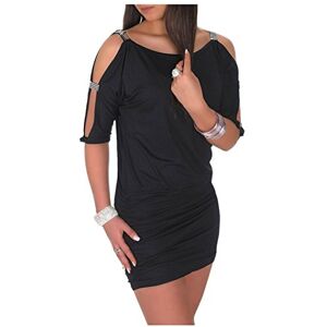 Clark Group International Glamour Empire Women's Open Sleeve Stretchy Jersey Tunic Mini Dress 157 (Black, UK 10/12, M)