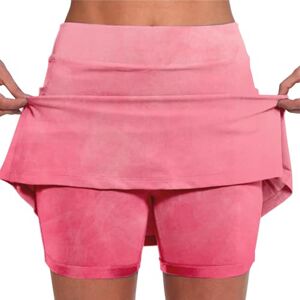 Generic Women's Pocket Pants Solid Color Mid Waist Culottes Short Skirts Skinny Pants Yoga Outfit Women's Set Short (Black-I, XXXL)