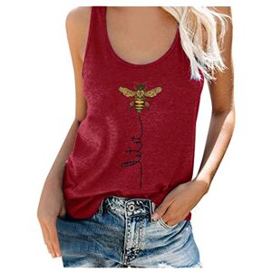 Yivise Summer Graphic Tank Tops for Women Cute Bee Kind Graphic Tank Tops Sleeveless Graphic Tee Shirts Vests Blouse(Wine Red,Small)