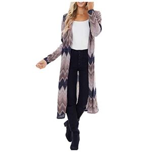 Janly Clearance Sale Women's Open Knit Casual Sweater Button Cardigan, Women's Casual Fashion Loose V-Neck Wave Print Long Sleeve Cardigan Jacket Brown, L