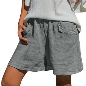 Amhomely Womens Pants Sale Clearance AMhomely Womens Cotton Linen Shorts Plus Size Summer Shorts Elastic Waisted Casual Shorts Plain Wide Legs Gym Shorts with Pocket Loose Flare Shorts Loose Yoga Workout Shorts Fitness Shorts Grey 4XL