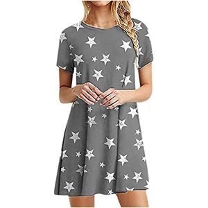 Janly Clearance Sale Dress for Womens, Fashion Women Casual Short Sleeve O-Neck Printed Ladies Loose Mini Dress,Easter St Patrick's Day Deal Gray