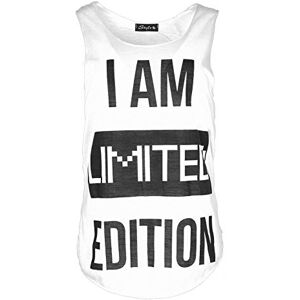 Be Jealous Fashion Star Womens Sleeveless Stretchy Summer Casual Tank Vest Top Plus Size (UK 24/26) Limited Edition Print White