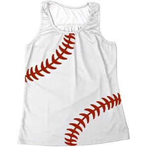 Mercatoo Cotton Camisoles for Women Women's Top Baseball Print Sleeveless Off Shoulder Round Neck Pullover Vest (White, S)