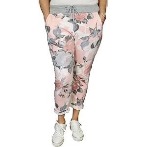 c2pwear Womens Elasticated Waist Turn Up Italian Trousers Side Pocket Drawstring Summer Pants (Baby Pink Rose UK 16-18)