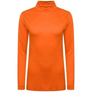 Crazy Fashion Womens Long Sleeve Polo Turtle High Neck Plain Stretchy Plus Size Casual Tops for Ladies Jumper UK 8-26 (Orange, 24)