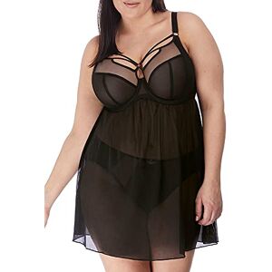 Elomi Women's Sachi Underwire Babydoll Chemise Lingerie, Black, 38GG US