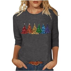 Christmas Jumper Ladies Christmas Tree Jumper Women UK, Christmas Graphic Santa Pullover Reindeer Xmas Tree Print Sweatshirt Novelty Funny Christmas Holiday Tops 3/4 Sleeve Casual Shirts Blouse Round Neck Loose Tunic Top