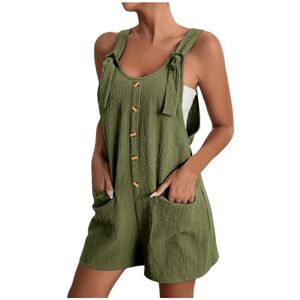 Ladies Shorts Clearance Sale Womens Shirts Clearance Sale Mother's Day Gifts Jumpsuits Women Summer Trendy Tie Shoulder Casual Loose Overall Shorts Crewneck Sleeveless Strap Romper Comfy One Piece Dungarees With Pocket