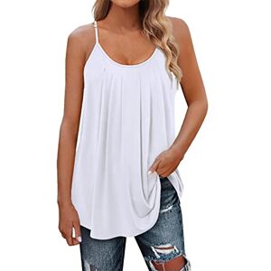 Generic New Day Women Clothes 2023 Top Women Pleated Top Shirts Spaghetti Strap Camisole Fit Casual Sleeveless Summer Tank Tops Fashion Shirt Cotton Workout Crop Top White