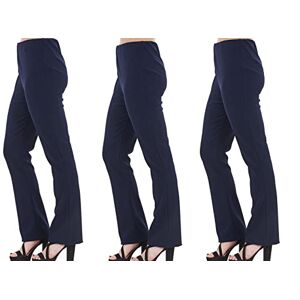 Dochak Ladies Pack of 3 Stretch Bootleg Trousers Ribbed Women Bootcut Elasticated Waist Pants Work WEAR Pull ON Bottoms Plus Sizes 8-28 (as8, Numeric, Numeric_12, Regular, Long, Navy)