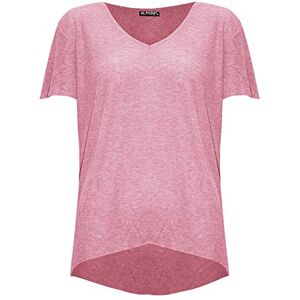 Be Jealous Womens Plain Hi-Lo Casual Baggy V Neck T Shirt V Neck Rose X-Small (UK 6)