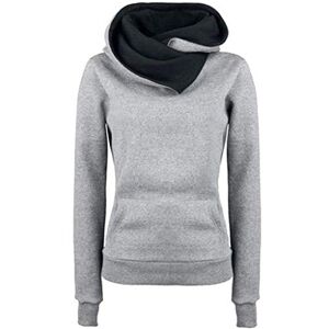 Janly Clearance Sale Women's Long Sleeve Tops, Women Long Sleeve Hoodie Sweatshirt Sweater Hooded Cotton Coat Pullover, Women Plain Color Blouse for Easter Gifts Deal (Gray-L)